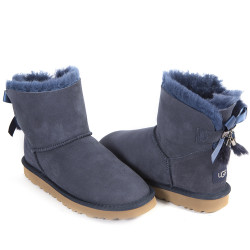 UGG Mini Bailey Bow Fur Brush Boot Navy UGG Mini Bailey Bow Fur Brush Boot Navy