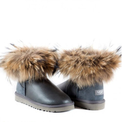 UGG Fox Fur Metallic Grey