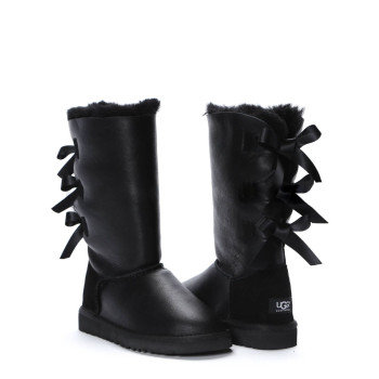 UGG Bailey Bow Tall Metallic Black